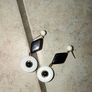 Elegant Black and White Geometric Earrings
